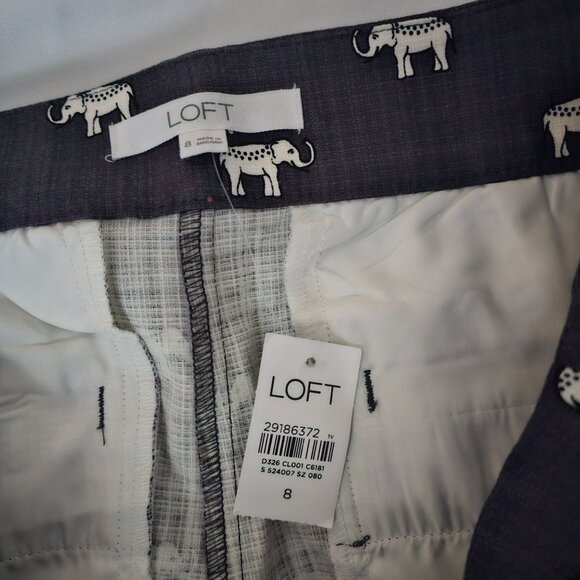 LOFT Coastal Gray (Dark Gray/Blue) Elephant Print The Riviera Short Size 8 - Picture 7 of 11
